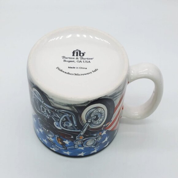 Vintage Motorcycle Bike American Flag Patriotic Coffee Tea Mug - Picture 5 of 6